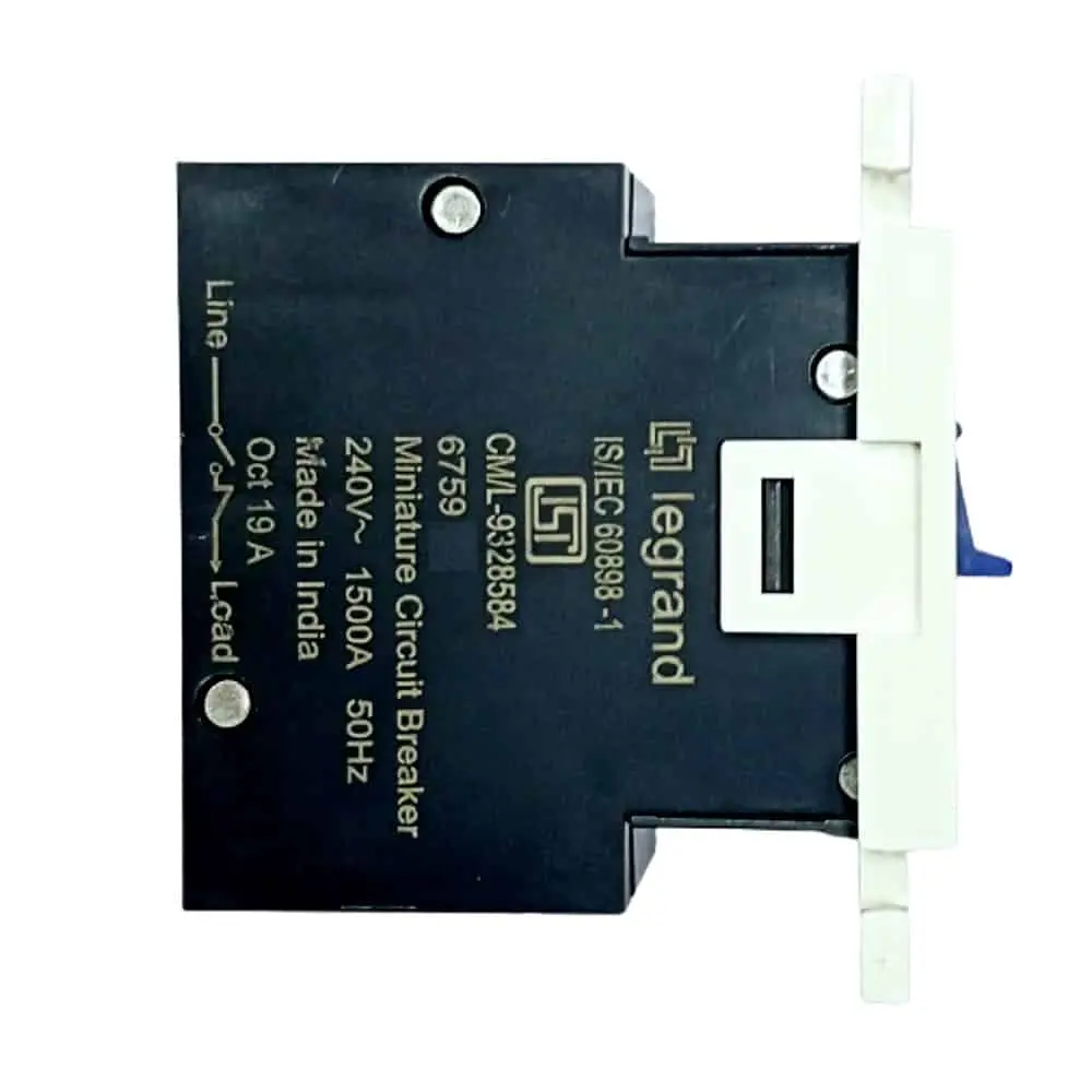 Legrand Mylinc SIDE VIEW 1 Pole MCB 1M White - 16A.webp