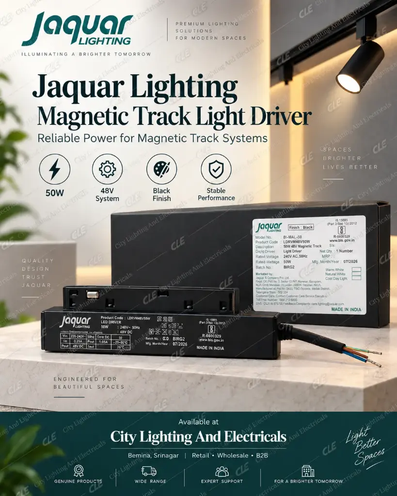 Jaquar Lighting Magnetic Track Light Driver 50W | 48V System | Black Finish