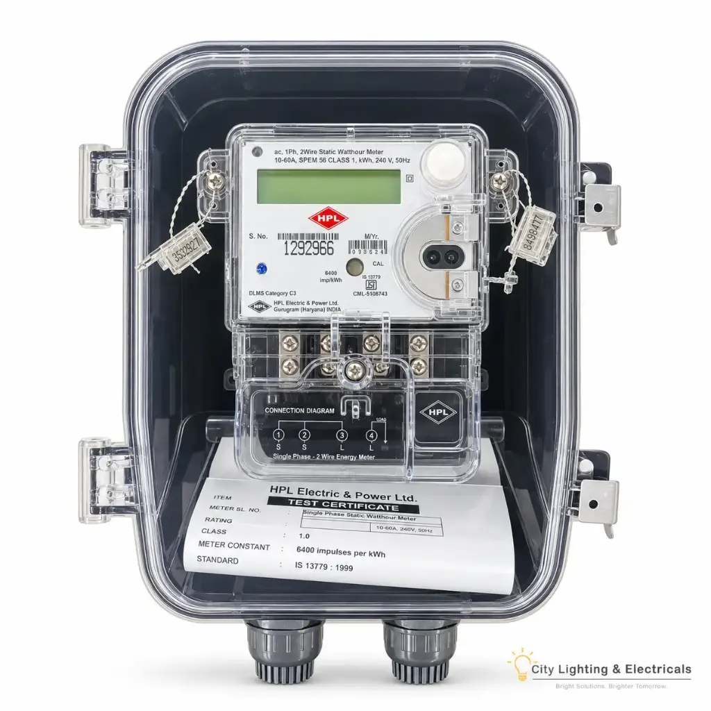 HPL 10–60A Single Phase Energy Meter with Box | Class 1.0
