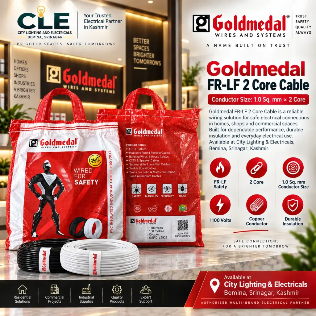 Goldmedal FR-LF 2 Core Cable – 1.0 Sq. mm × 2 Core | City Lighting And Electricals