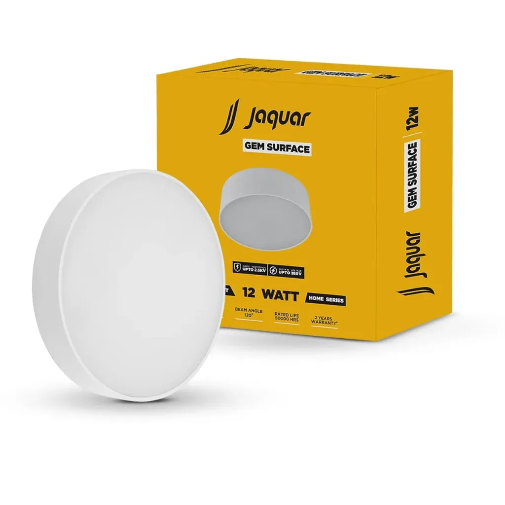 Jaquar 12W LED Gem Trimless Round Surface Mount Down Light | No False Ceiling Required | Cool White | Warm White