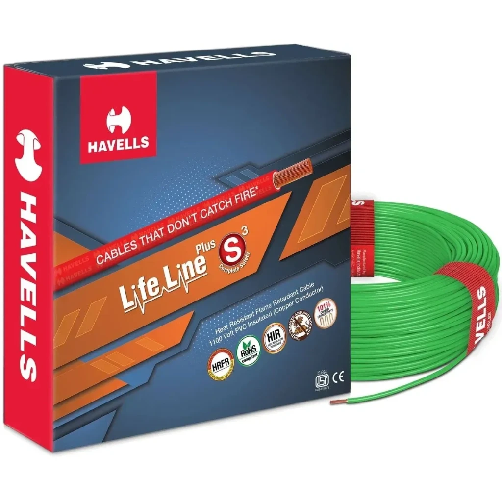 Havells LifeLine+ S3 | 1 sq.mm Copper Wire (90m-Black)| Class 2 Conductor (100% Copper), Heat Resistant & Flame Retardant - Ideal for Domestic & Industrial Use