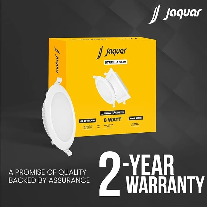 Jaquar Strella Slim 8W Round Recess Down Light - Warm White / COOL WHITE, Energy Efficient LED Ceiling Light for Home and Office
