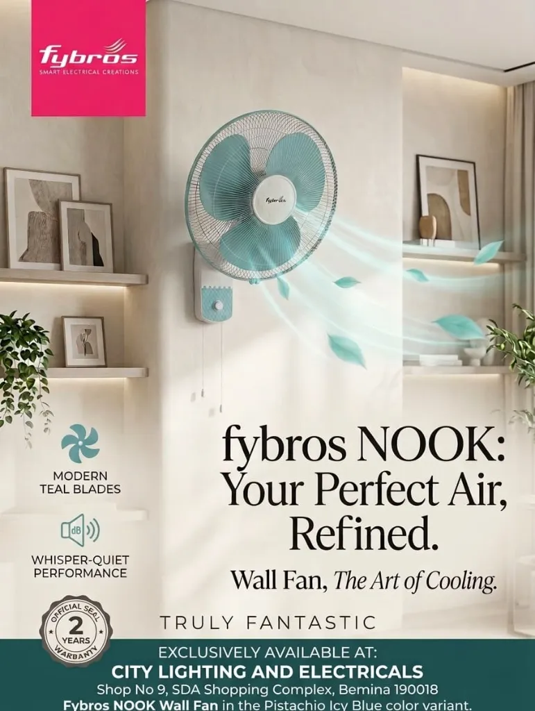 Fybros NOOK PLUS Wall Fan  Pistachio And Icy Blue  FF 5204 / FF 5205