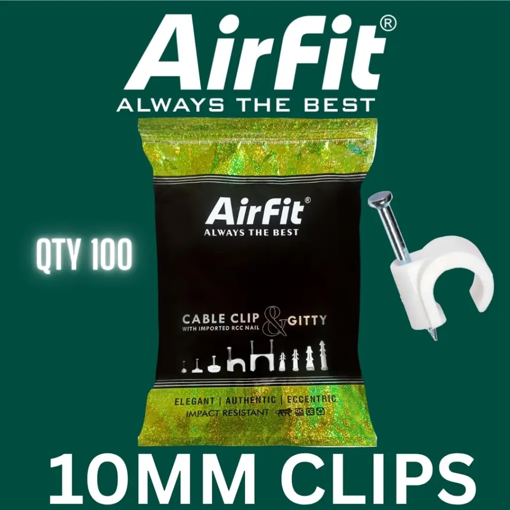 AIRFIT 10mm Cable Clips Pack of 100 | Round Wire Clamps with Metal Nails
