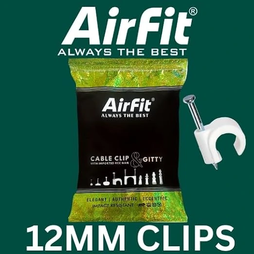 AIRFIT 12mm Cable Clips Pack of 100 | Round Wire Clamps with Metal Nails